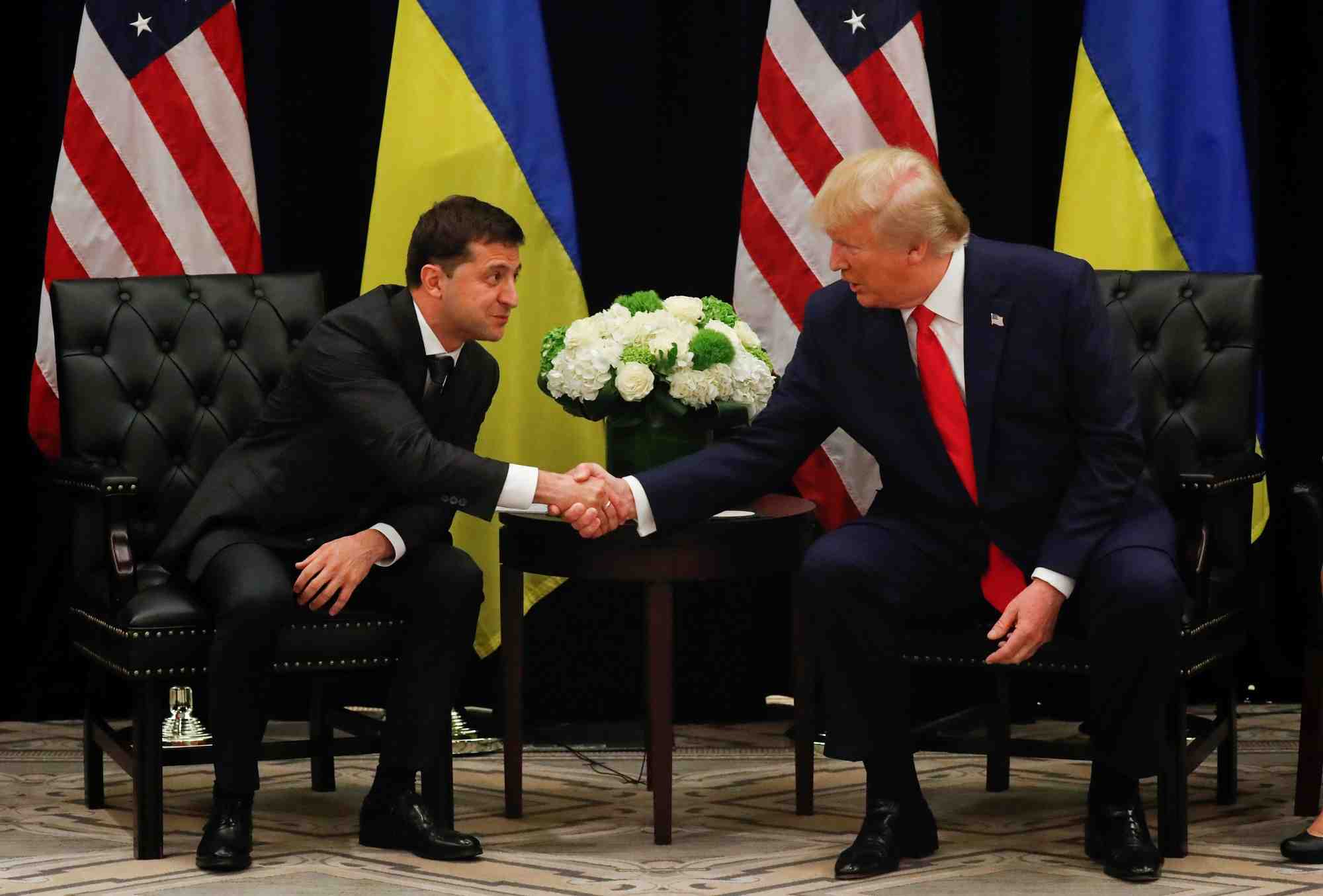 Entretien entre Volodymyr Zelensky et Donald Trump en marge de l'Assemblée générale des Nations-Unies, le 25/09/2019 à New York.