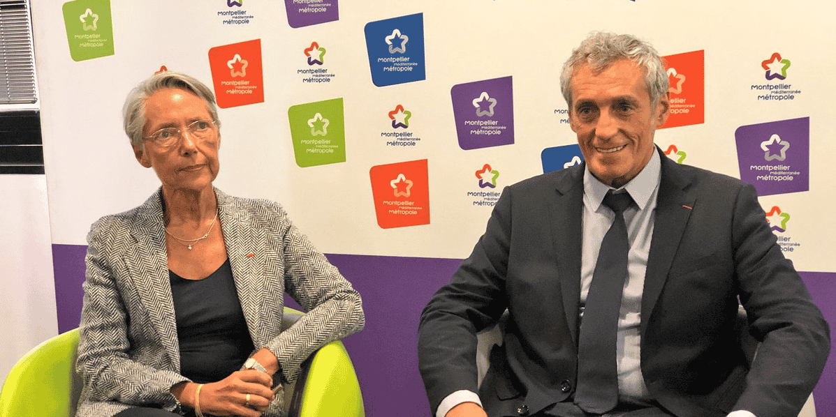 Elisabeth Borne, ministre des Transports, et Philippe Saurel, maire de Montpellier et président de la Métropole