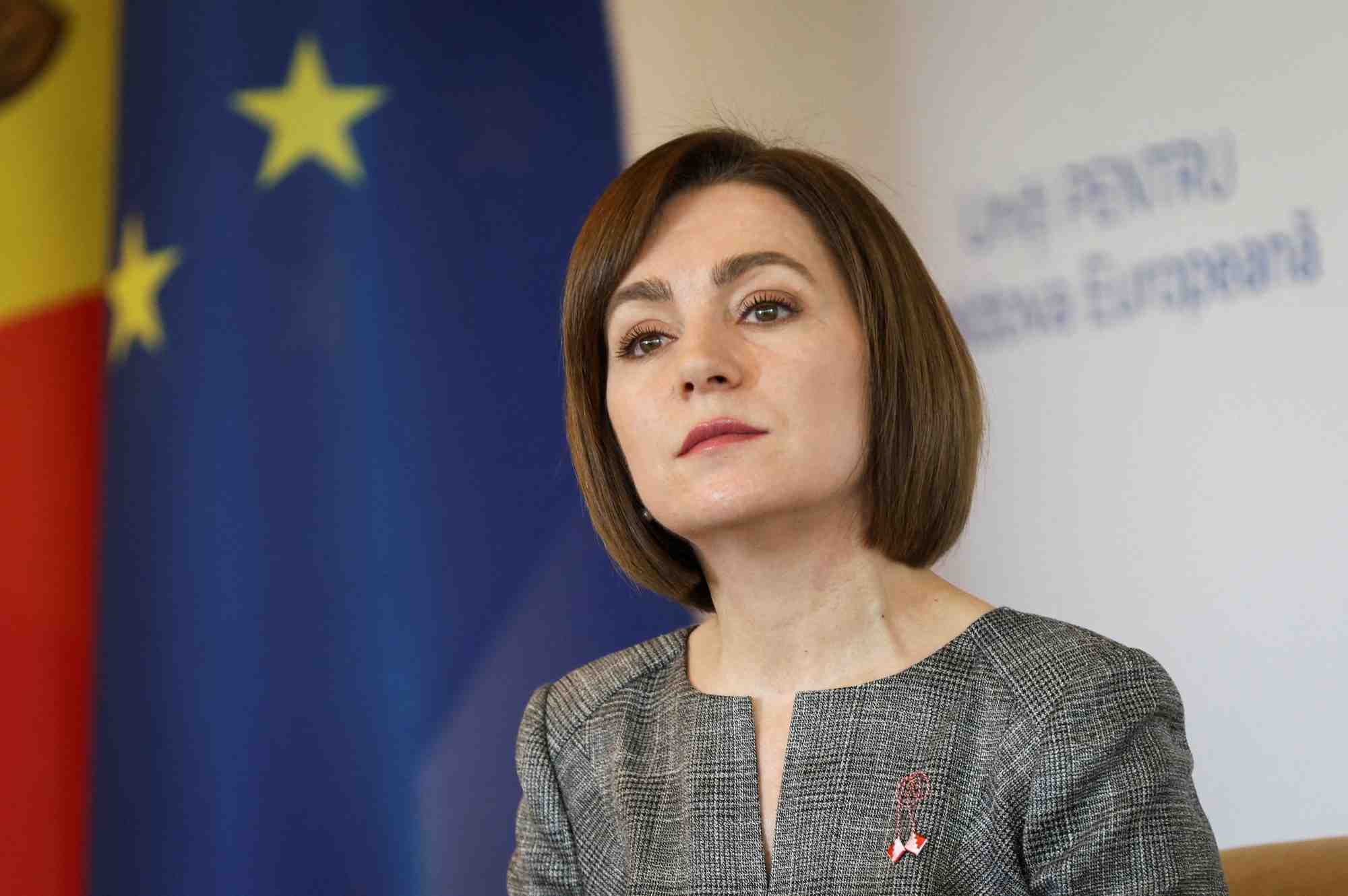 La presidente moldave maia sandu lors d'une conference de presse a chisinau