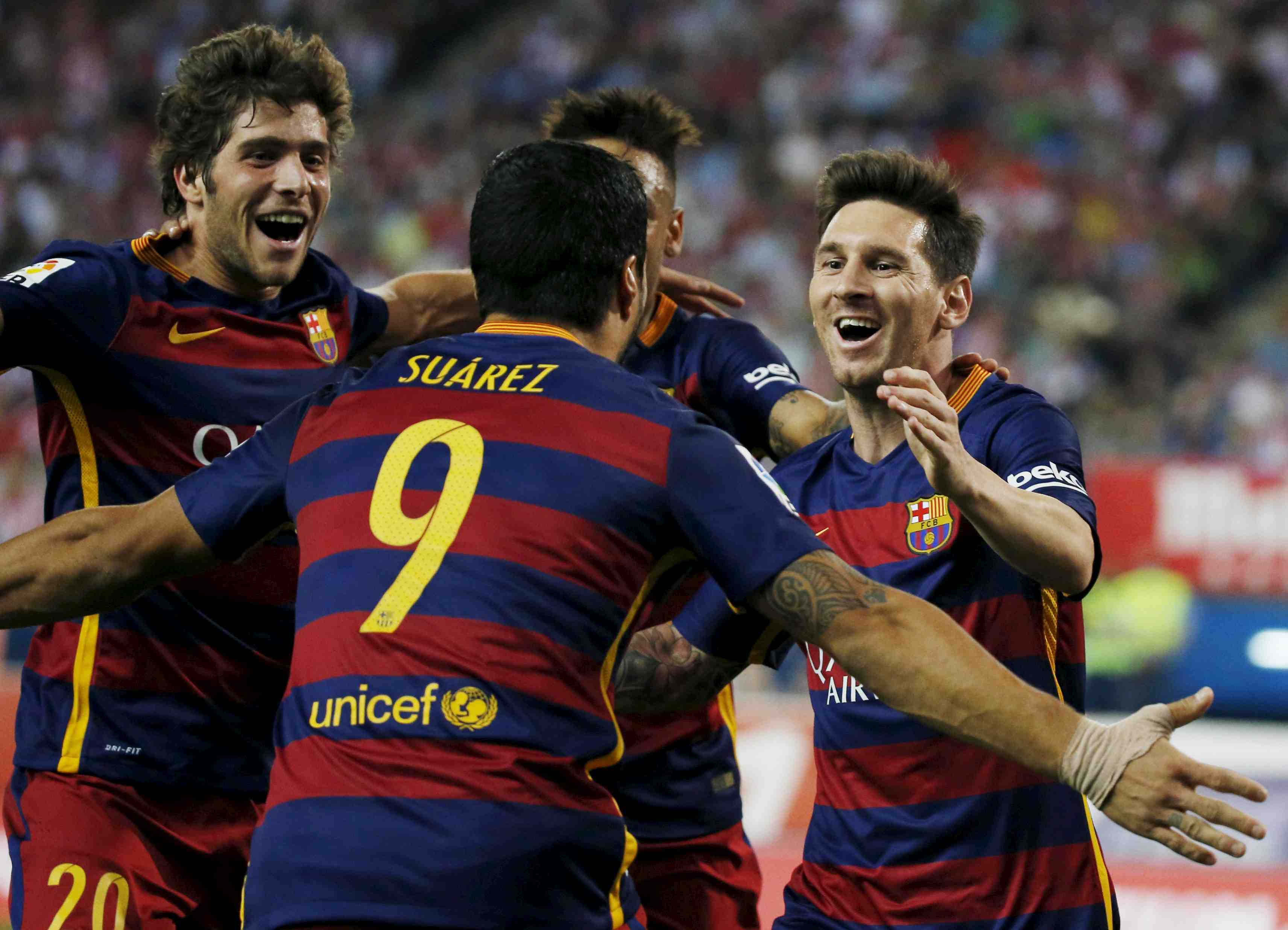Le barca bat l'atletico grace a messi