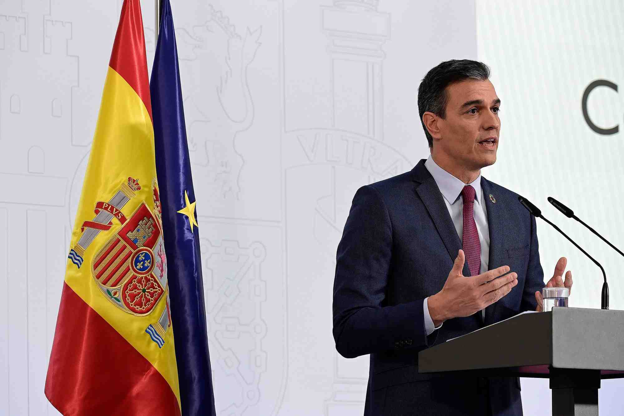 Le president du gouvernement espagnol pedro sanchez, lors d'un evenement public