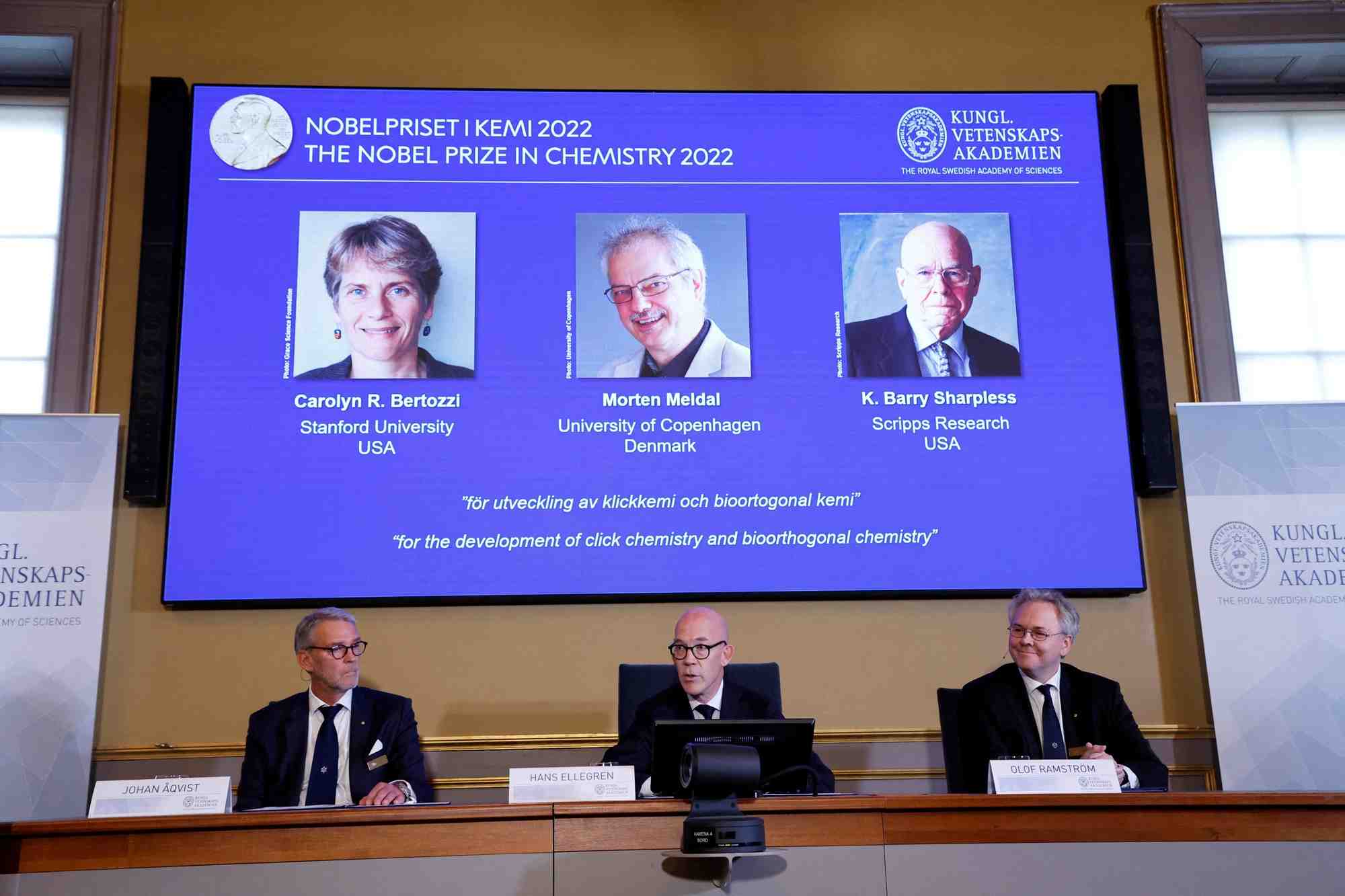 Comite nobel de chimie annonce les laureats du prix nobel de chimie 2022
