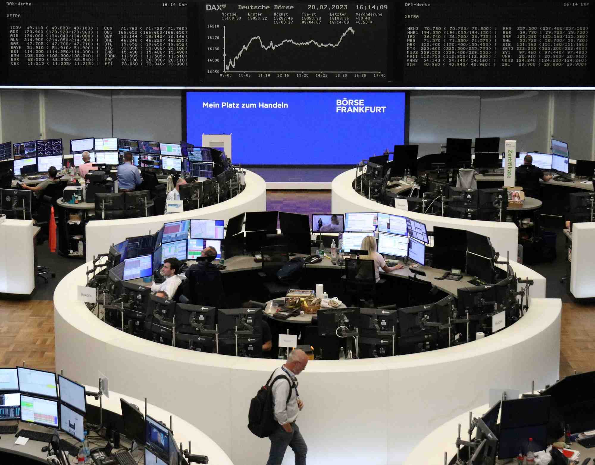 Le graphique de l'indice boursier allemand dax a la bourse de francfort