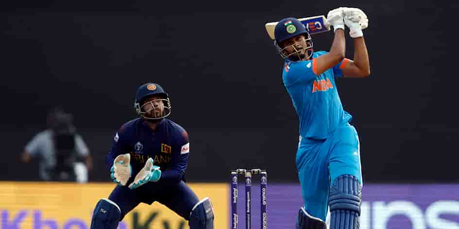 Pendant le match de Coupe du monde de cricket Inde-Sri Lanka jeudi à Bombay.