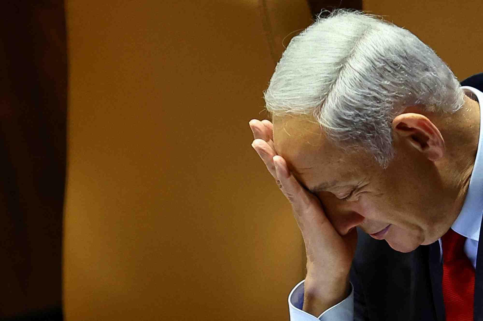 Le premier ministre israelien benyamin netanyahou lors d'une reunion de la knesset