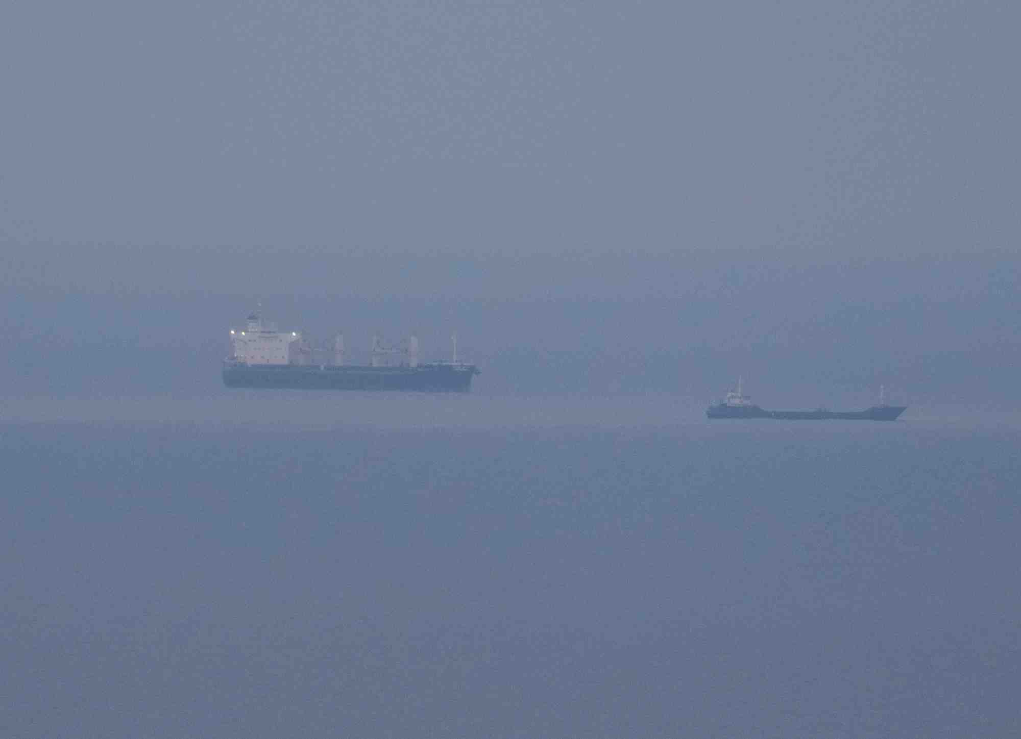 Navires transportant des cereales ukrainiennes pres du port d'odessa