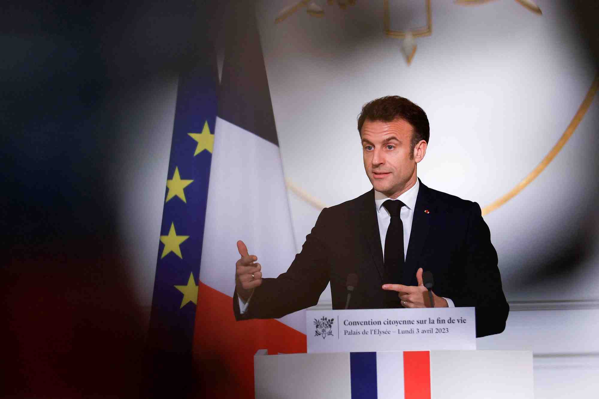 Le president francais emmanuel macron s'exprime a l'elysee