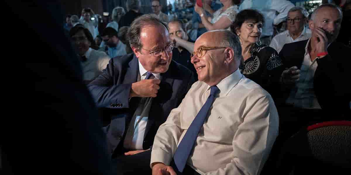 François Hollande et Bernard Cazeneuve, le 10 juin 2023, lancement du mouvement anti-Nupes La Convention.