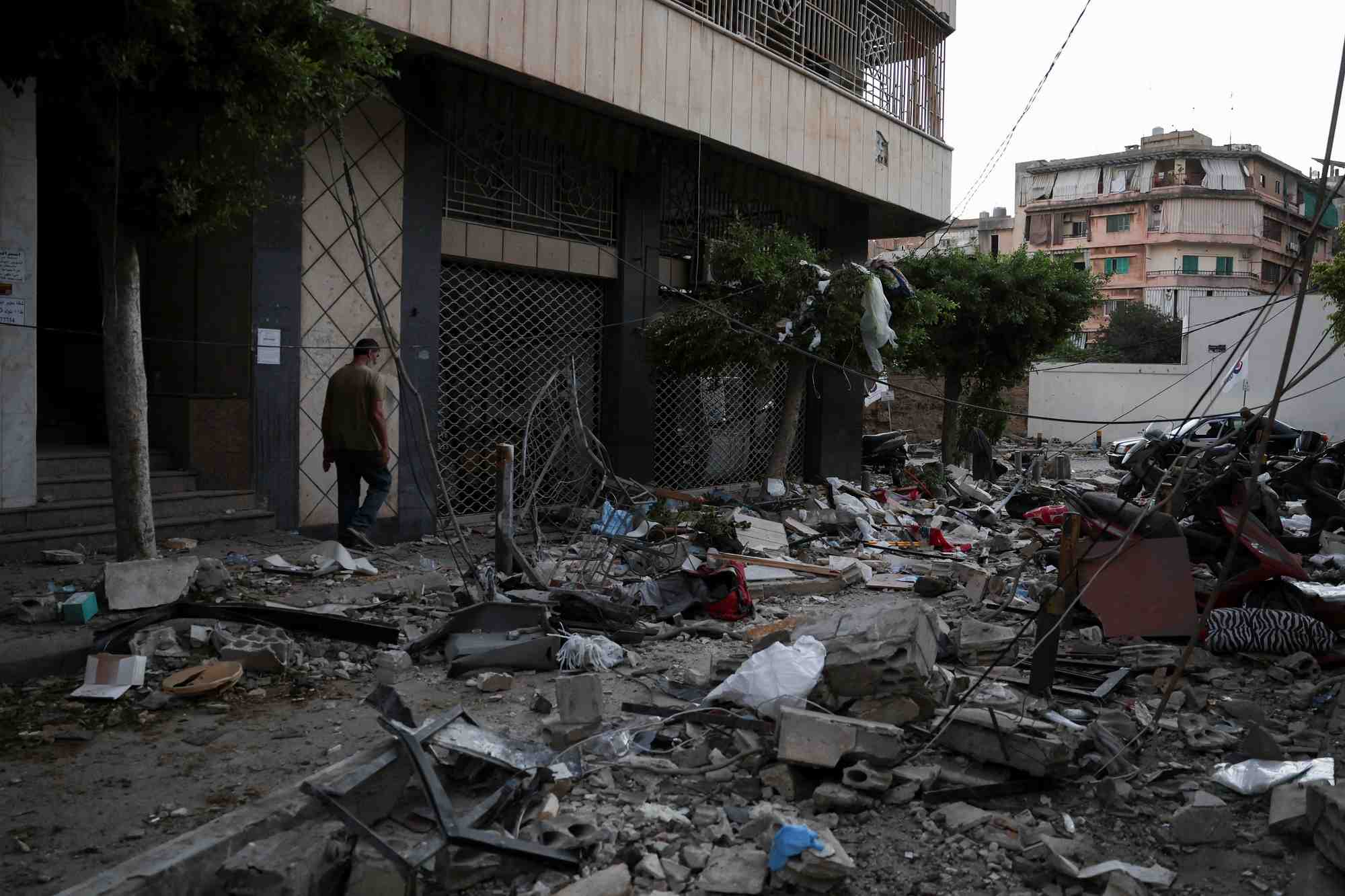 Site d'une frappe israelienne sur le quartier bachoura du centre de beyrouth, a beyrouth