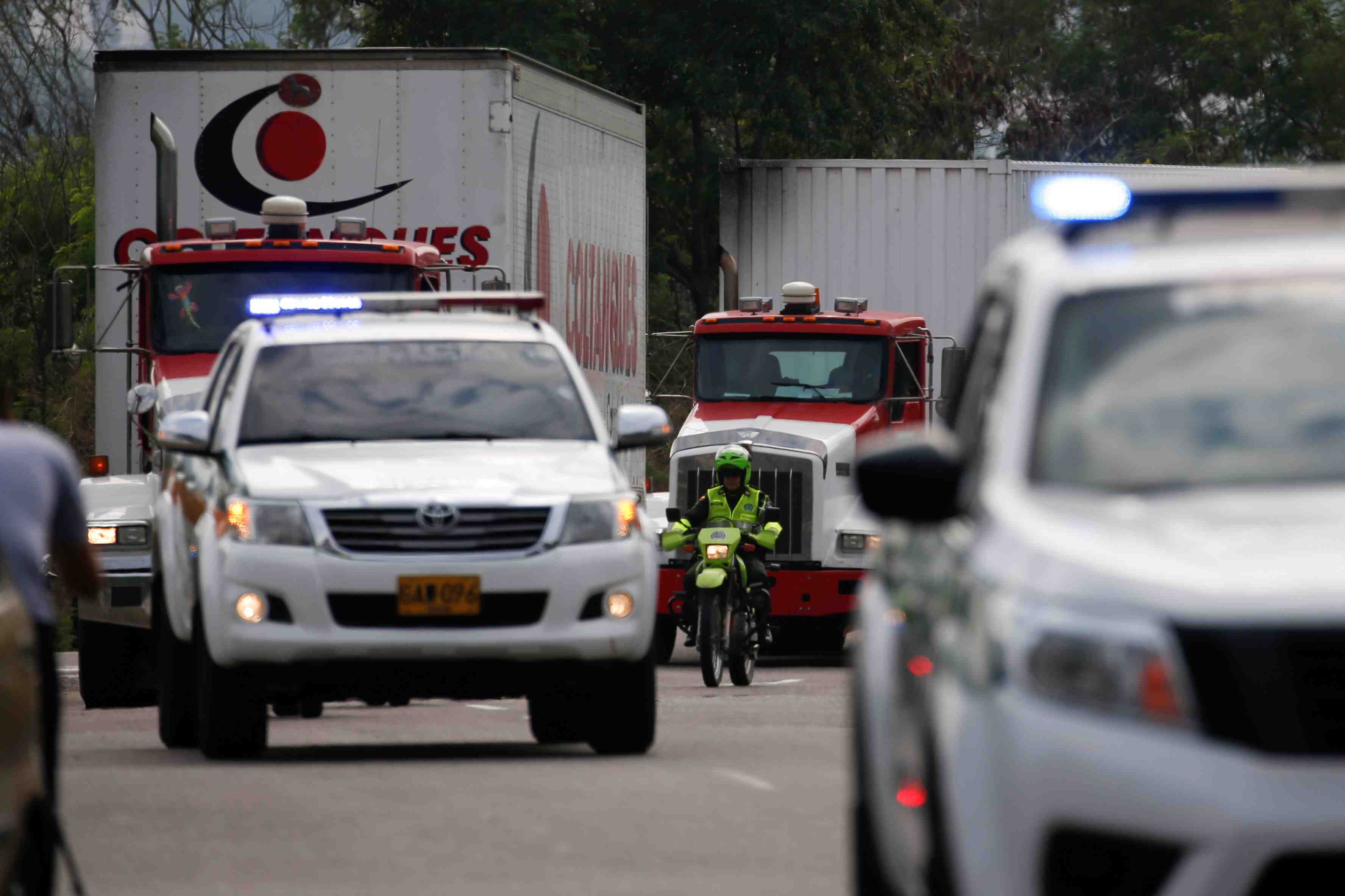 Arrivee d'aide humanitaire a la frontiere du venzuela