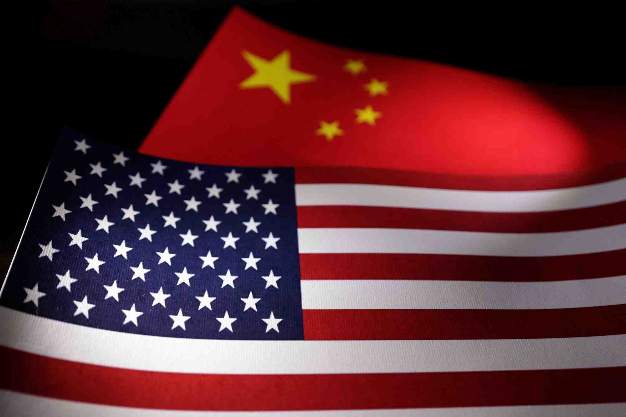 Illustration des drapeaux americain et chinois