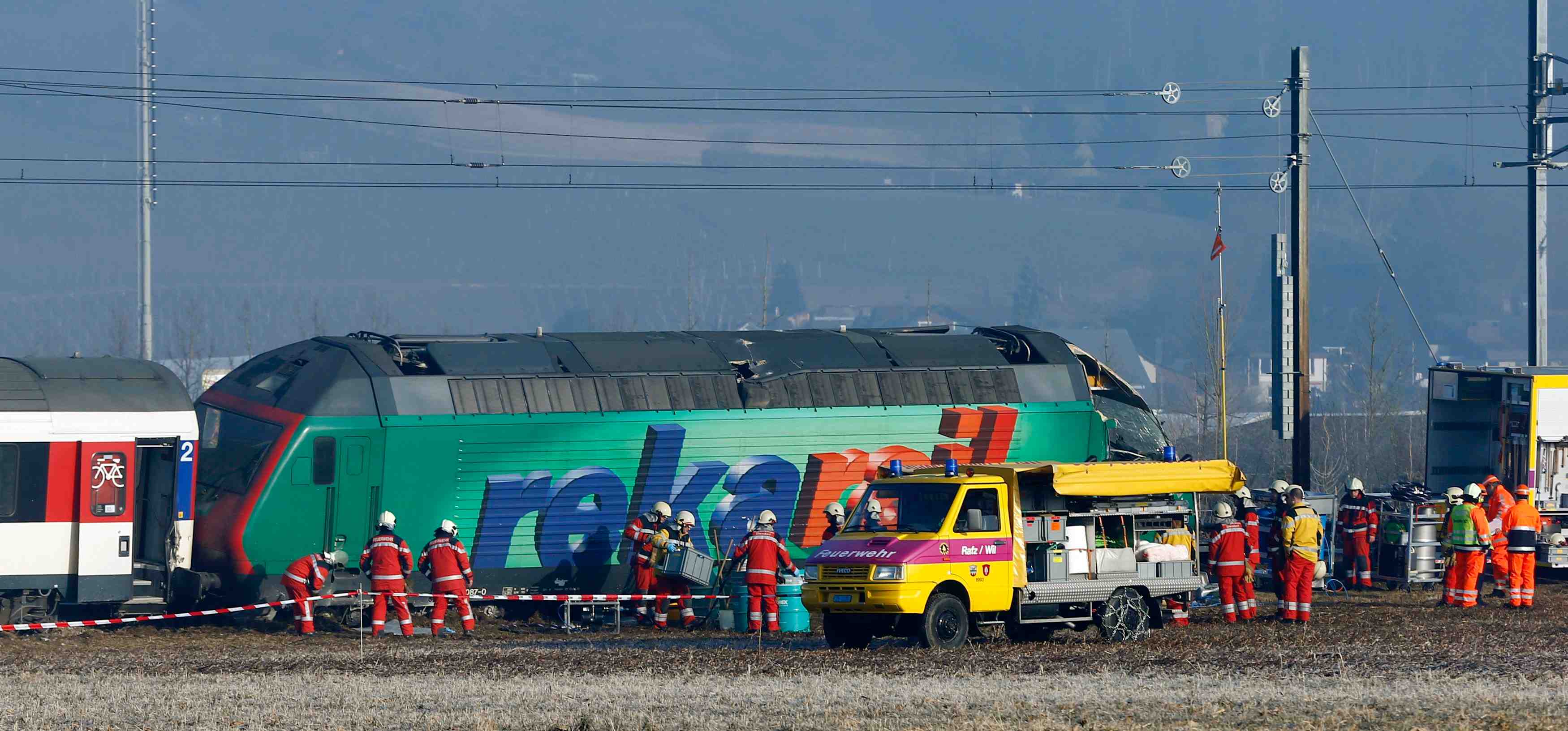 Collision entre deux trains en suisse