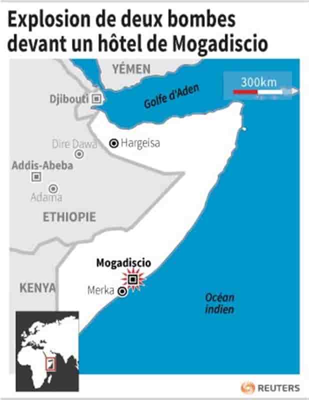 Deux bombes explosent devant un hôtel de Mogadiscio