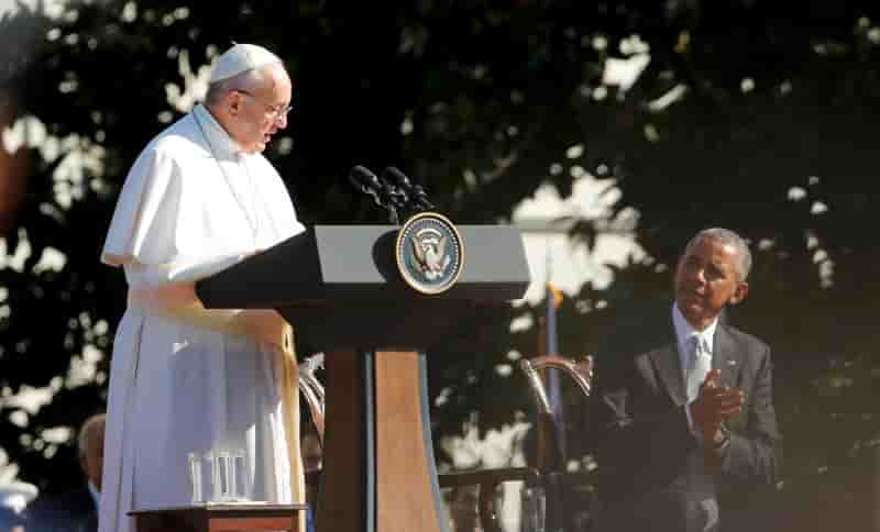 Le pape appelle washington a lutter contre le dereglement du climat et contre la pauvrete