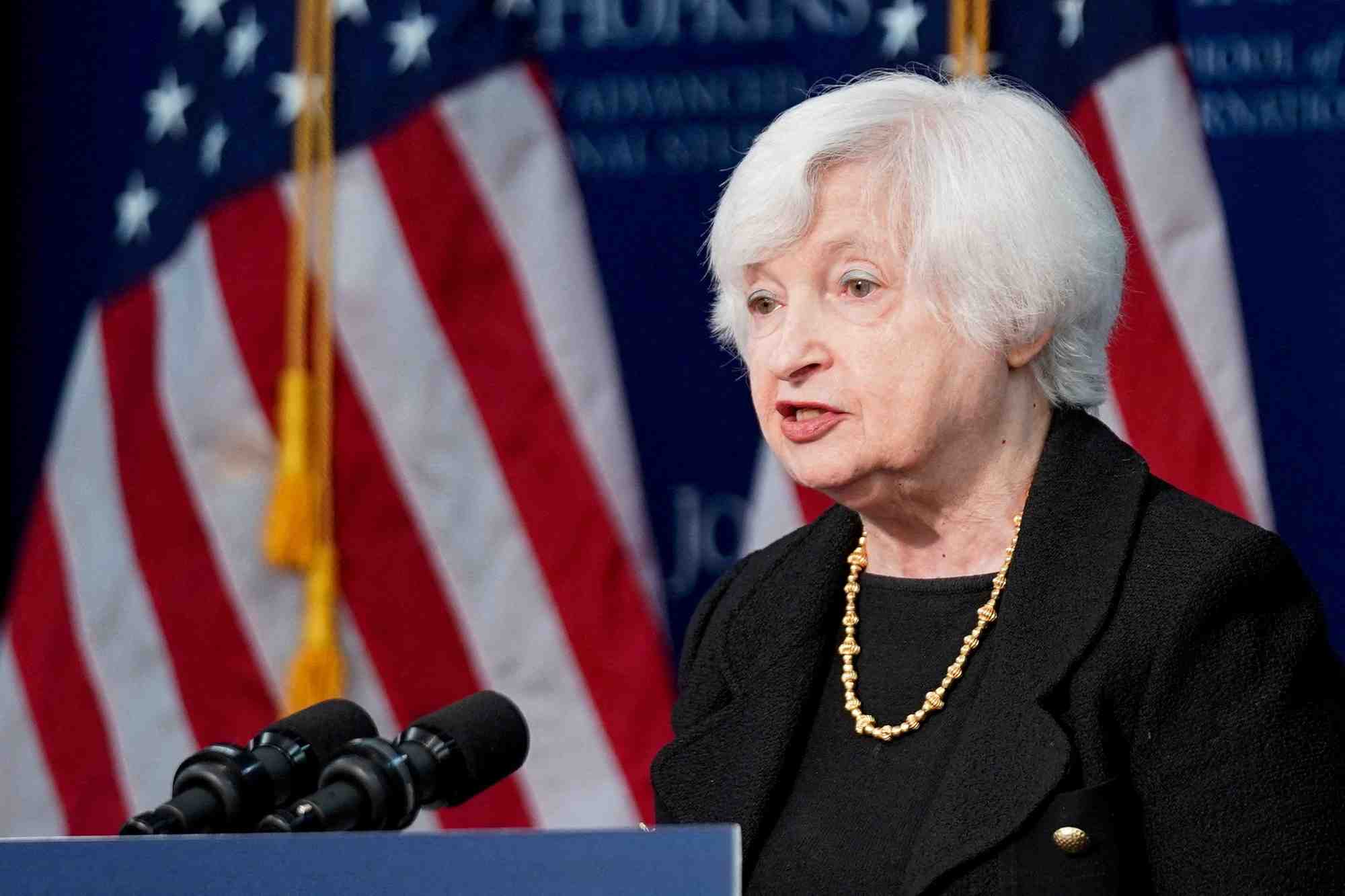 La secretaire americaine au tresor, janet yellen, lors d'un forum a washington, etats-unis