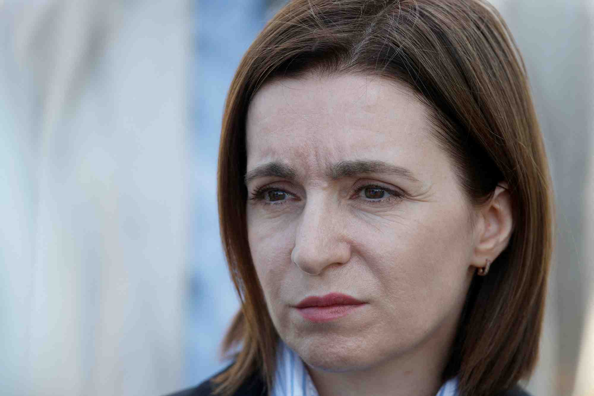 La presidente moldave maia sandu, lors d'une visite dans la ville ukrainienne de bucha