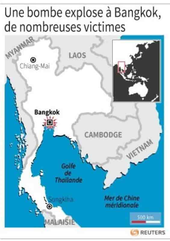 Une bombe en plein centre de bangkok fait plusieurs morts
