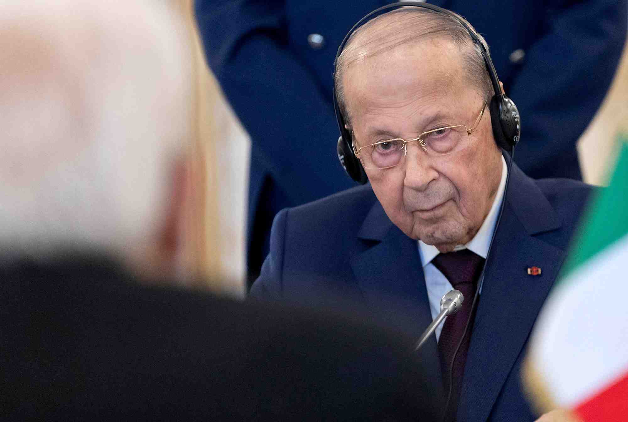 Photo d'archives du president libanais michel aoun lors d'une reunion a rome