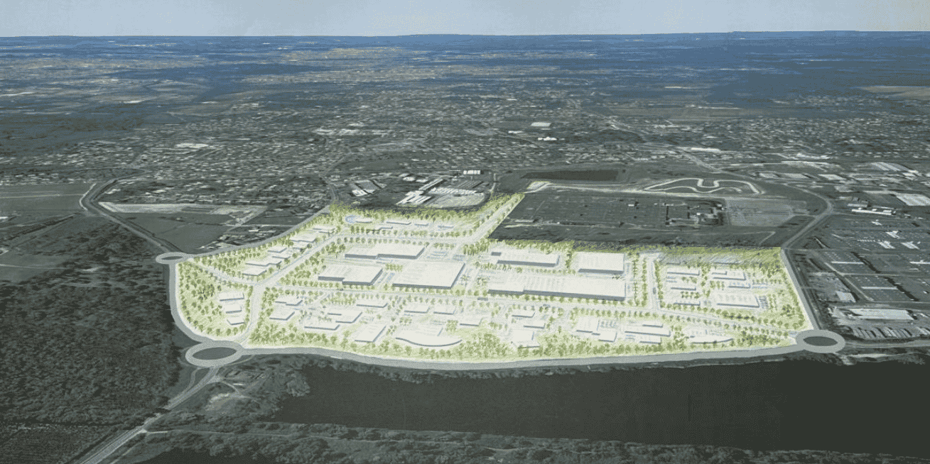 L'esquisse architecturale des 50 hectares libérés par Ford Aquitaine Industries, à Blanquefort, réalisée par Michel Pétuaud-Létang pour le compte de l'aménageur Axtom.