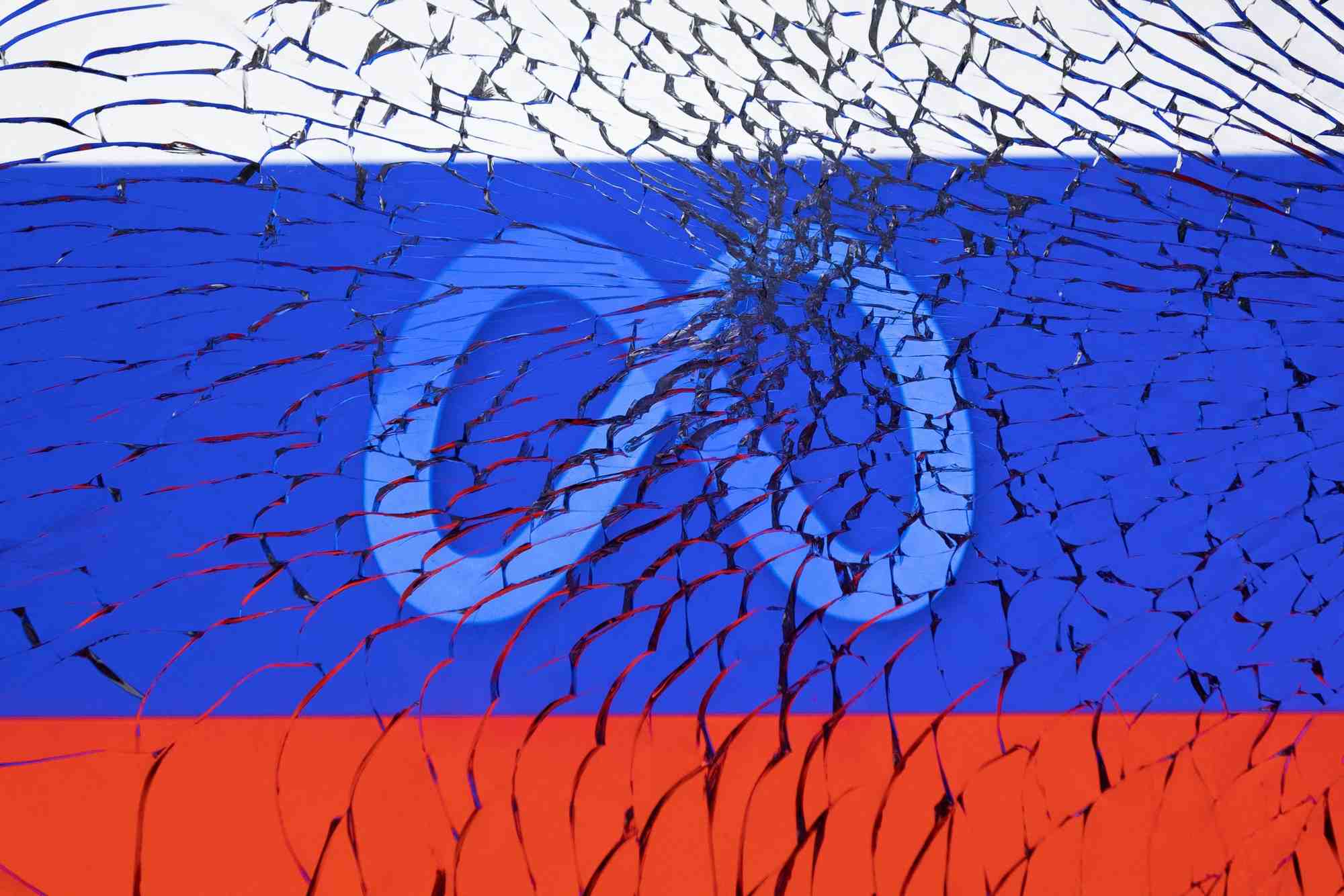 Illustration montrant le logo de meta et le drapeau russe
