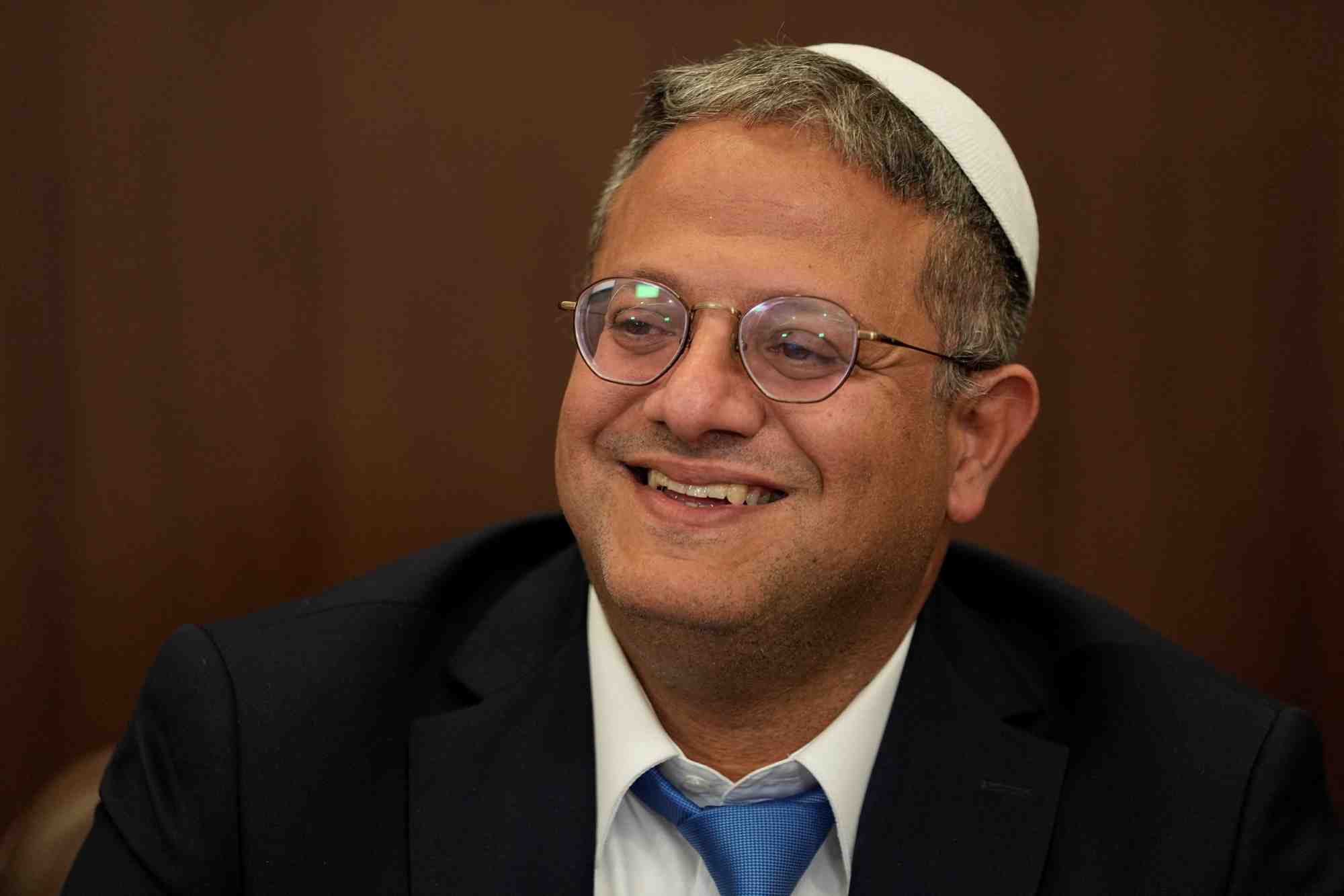 Le ministre israelien de la securite interieure, itamar ben gvir, lors d'une reunion du cabinet a jerusalem