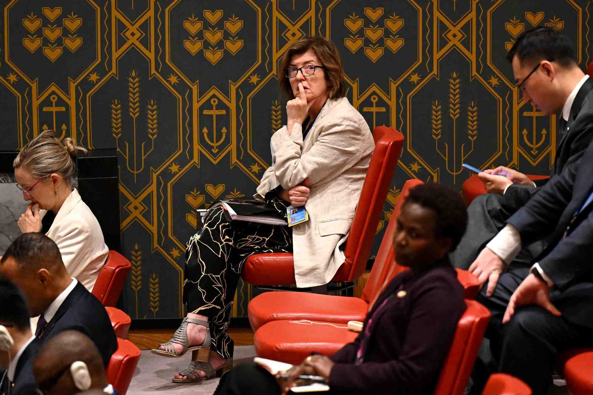 Sue gray, chef de cabinet de downing street, au siege de l'organisation des nations unies (onu)