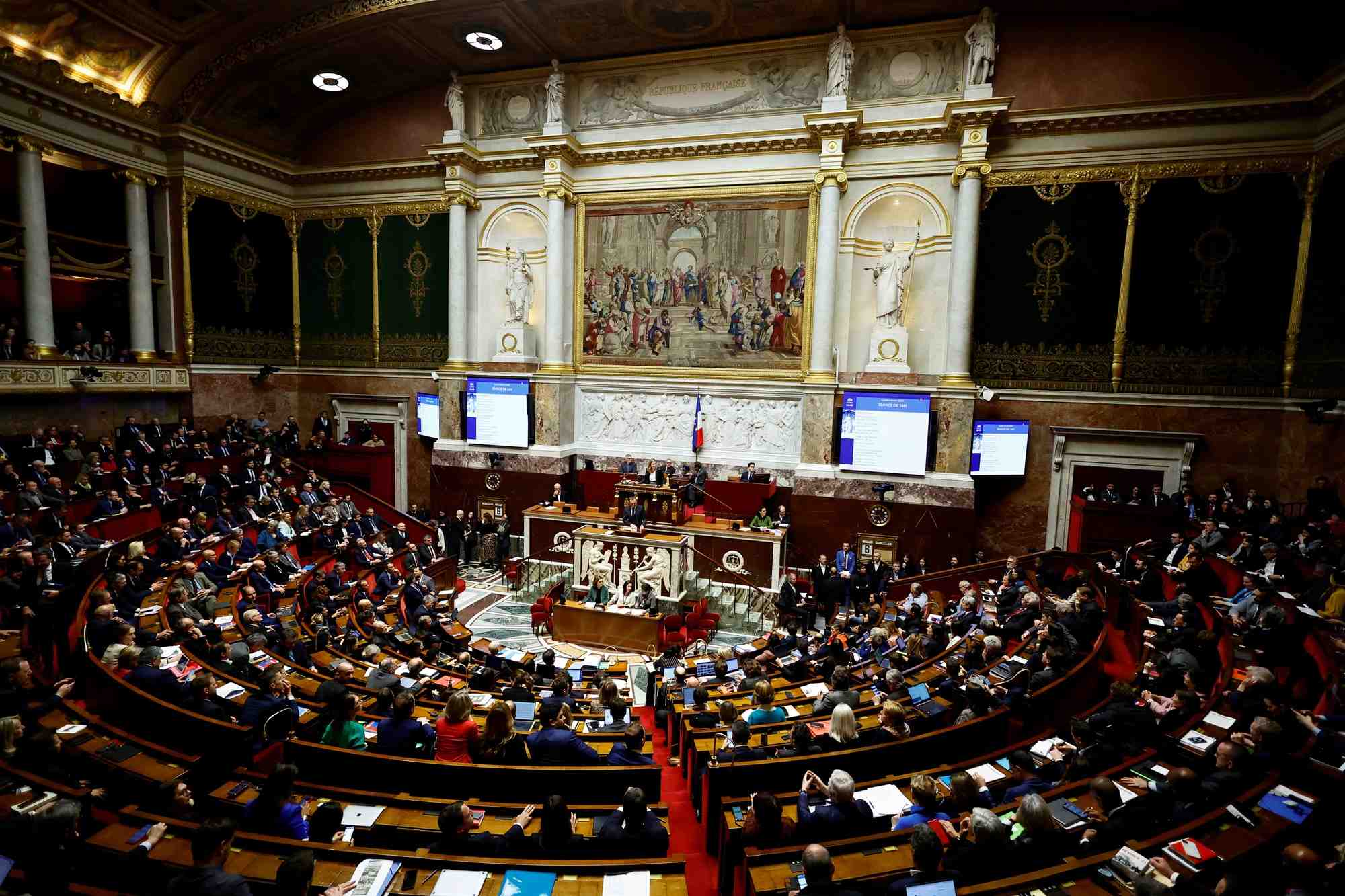 Photo d'une vue generale de l'hemicycle de l'assemblee nationale a paris