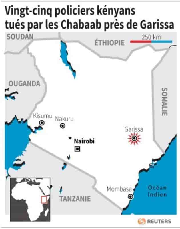 Vingt-cinq policiers kenyans tues par les chabaab pres de garissa