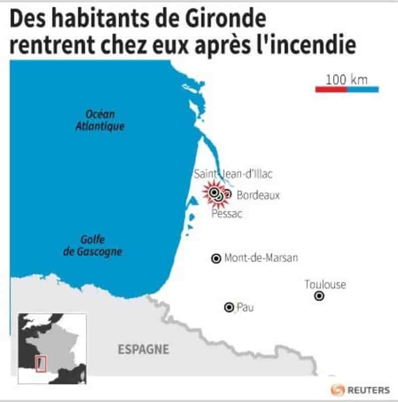 Des habitants de gironde rentrent chez eux apres l'incendie