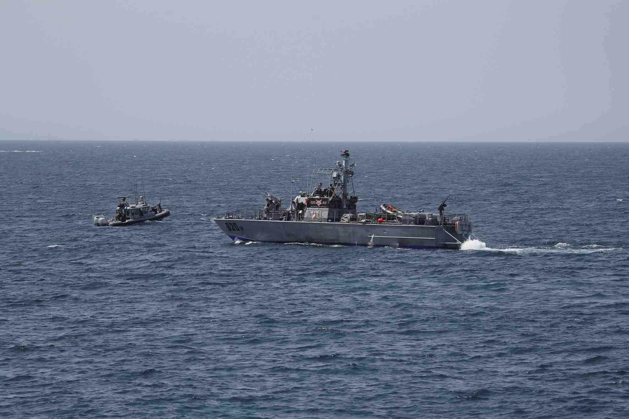 Photo d'archives de bateaux de la marine israelienne en mer mediterranee