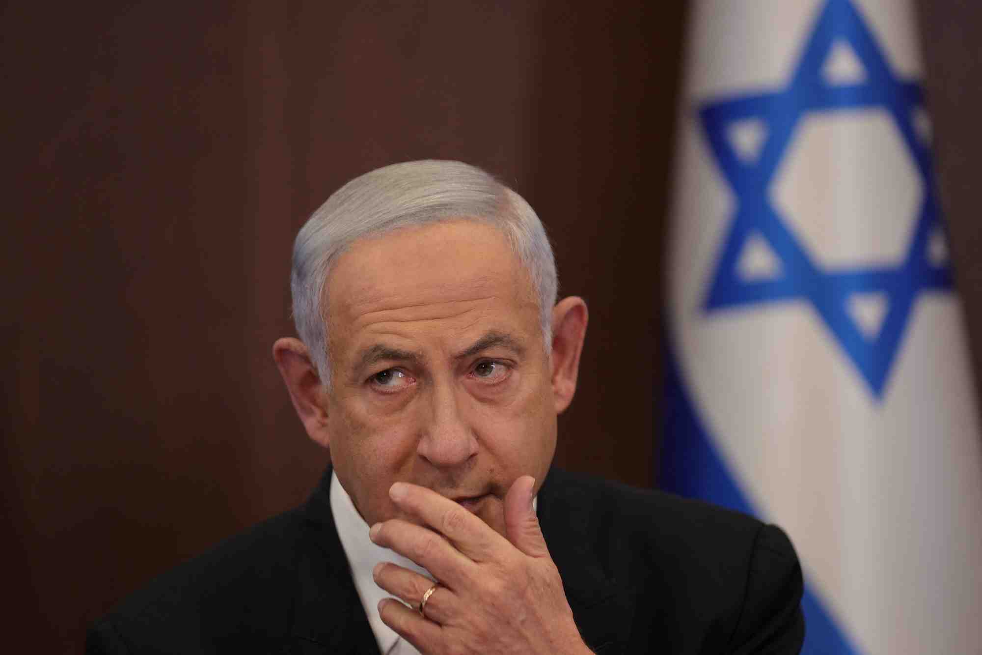 Le premier ministre israelien benjamin netanyahu lors d'une reunion a jerusalem