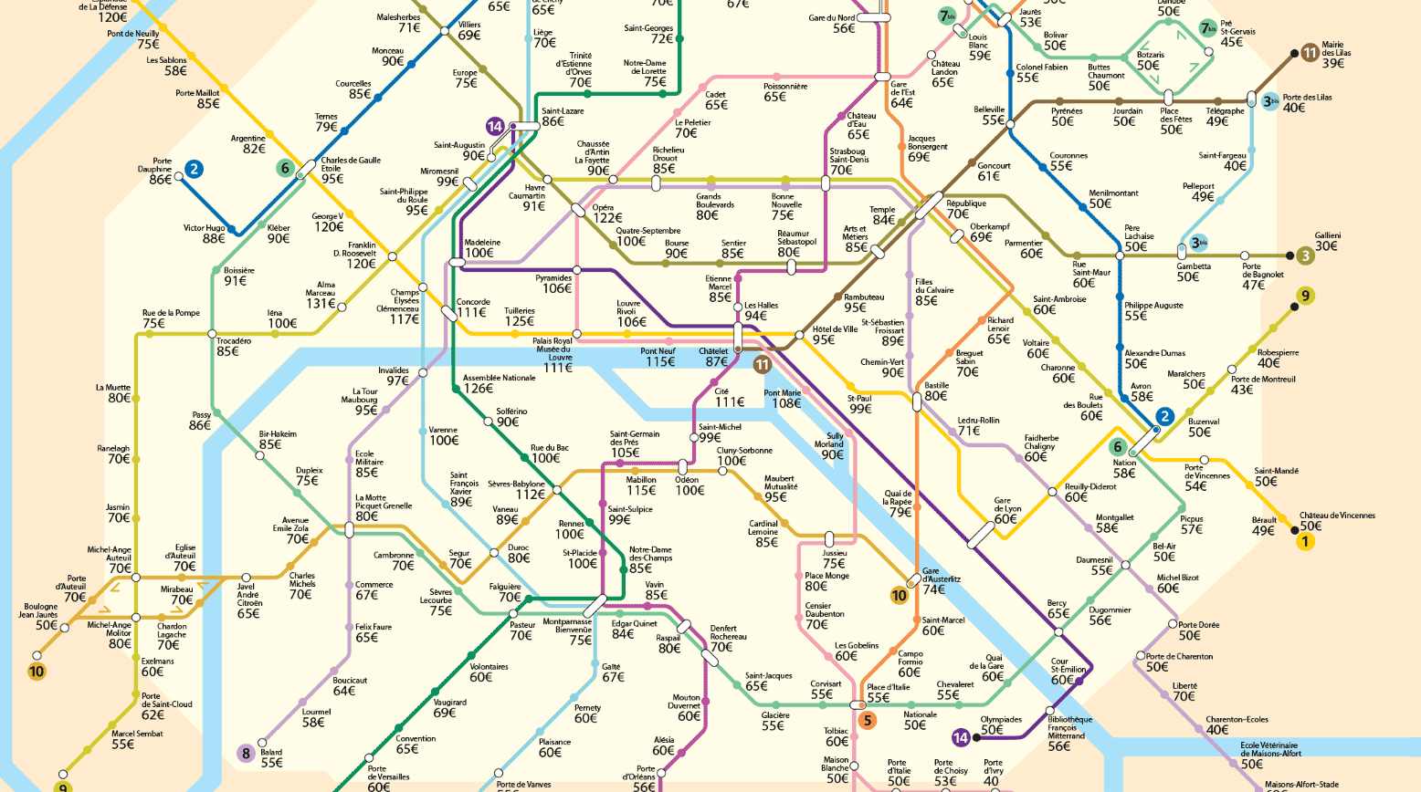 Carte métro parisien AIrbnb
