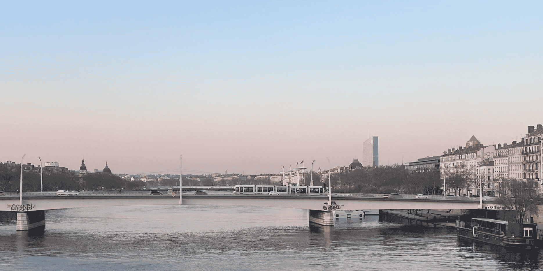 Paysage Lyon et son fleuve
