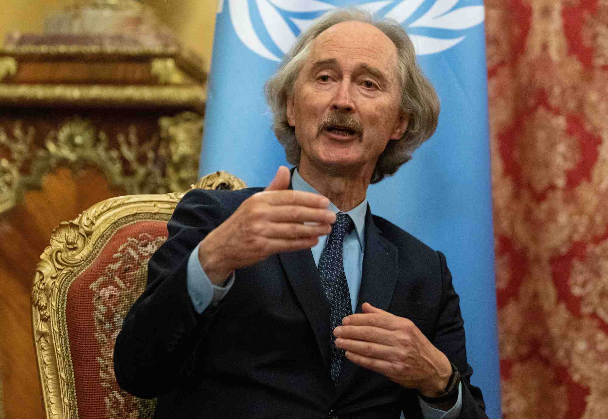 L'envoye special des nations unies pour la syrie, geir pedersen, lors d'une reunion a moscou