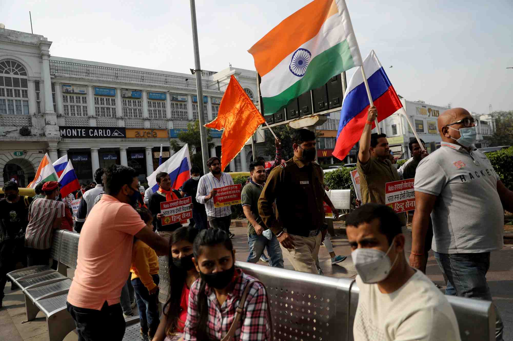 Marche de soutien a la russie, a new delhi