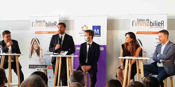 Le maire de Montpellier Michael Delafosse inaugure le salon de l'immobilier le 24 septembre 2021