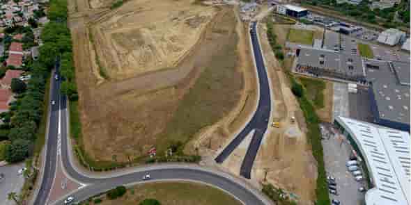 La nouvelle route de raccordement au rond-point Philippe Lamour, à Baillargues, quelques jours avant la fin des travaux