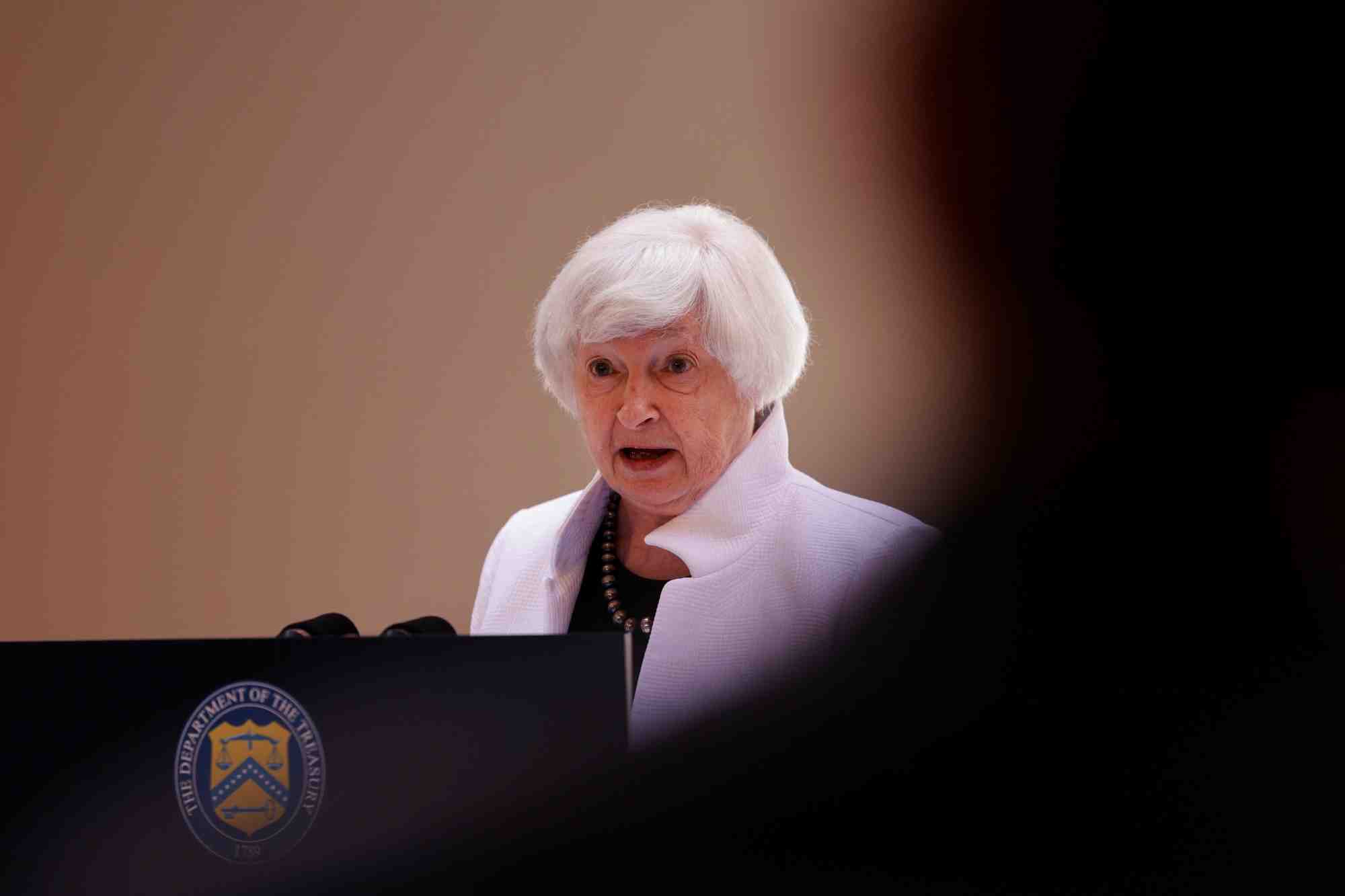 La secretaire americaine au tresor, janet yellen, tient une conference de presse a marrakech, au maroc