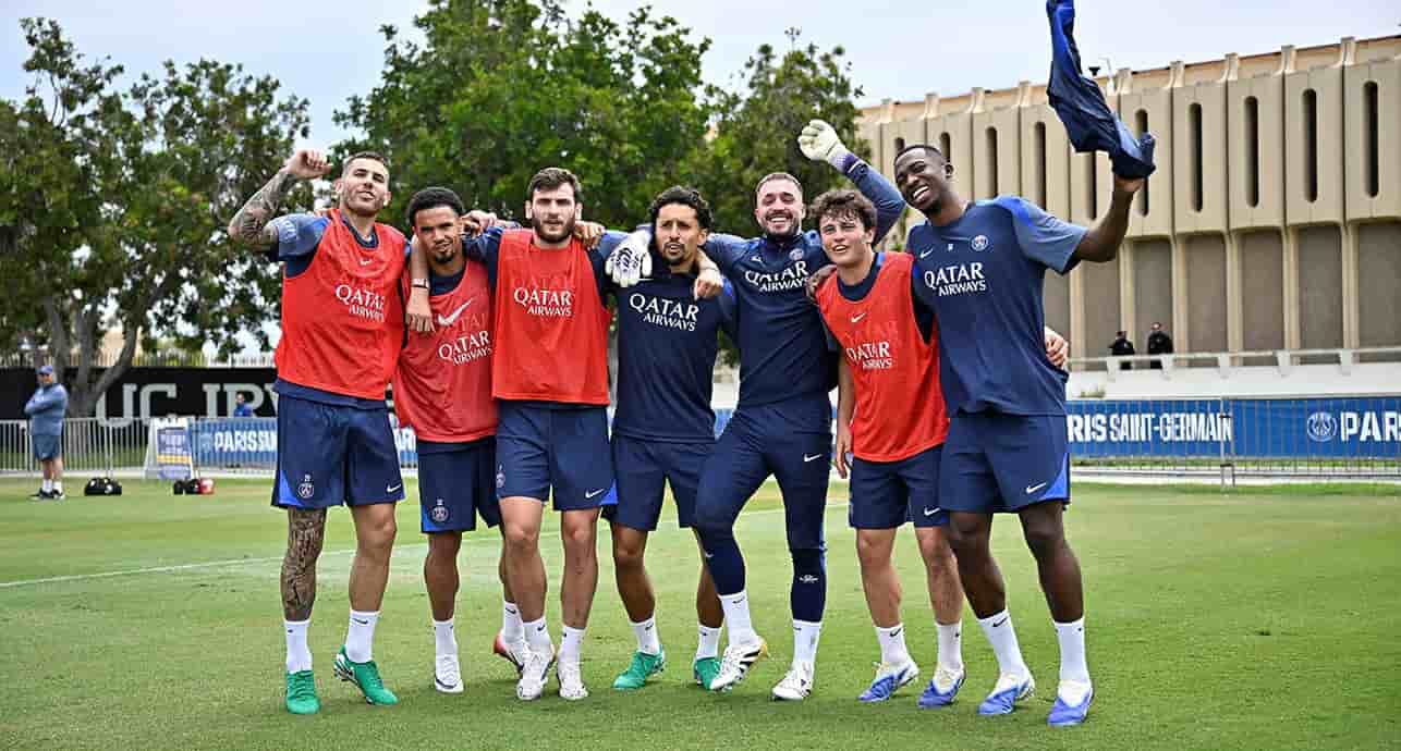 Deuxième séance d’entraînement à l’université d’Irvine (Californie) pour le PSG.