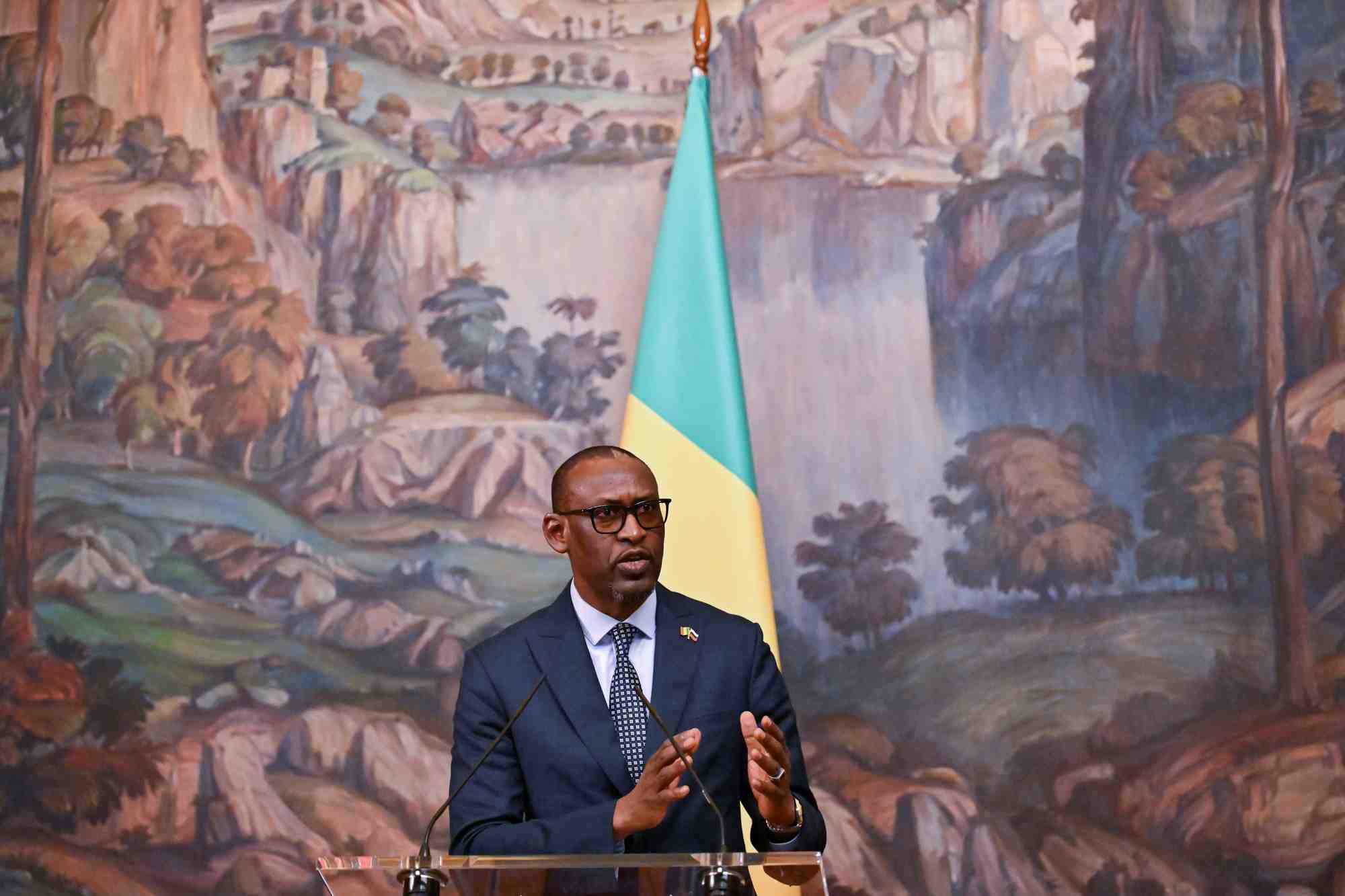 Le ministre malien des affaires etrangeres abdoulaye diop lors d'une conference de presse a moscou
