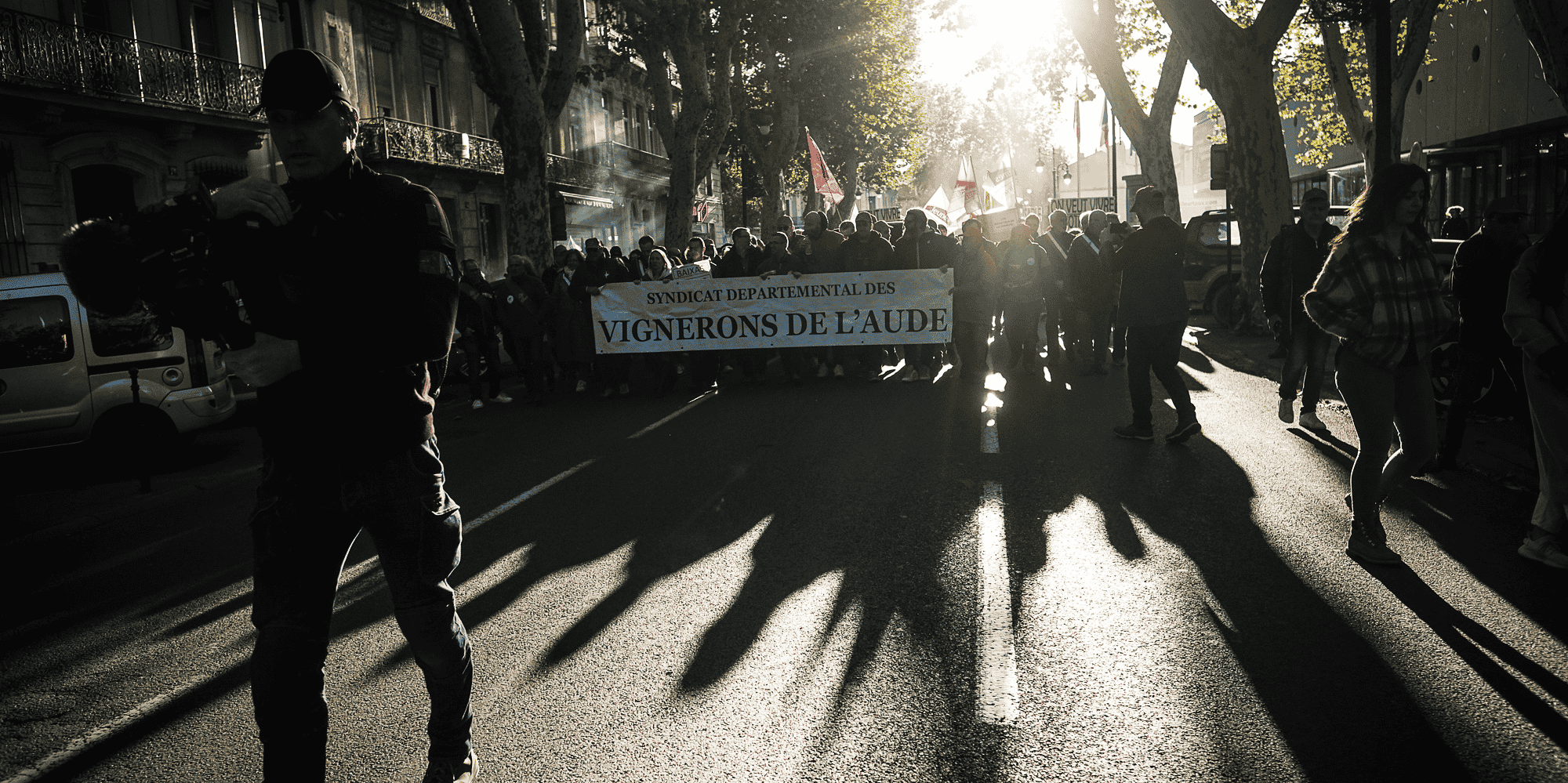 Lors de la manifestations des viticulteurs le 25 novembre 2023, à Narbonne.