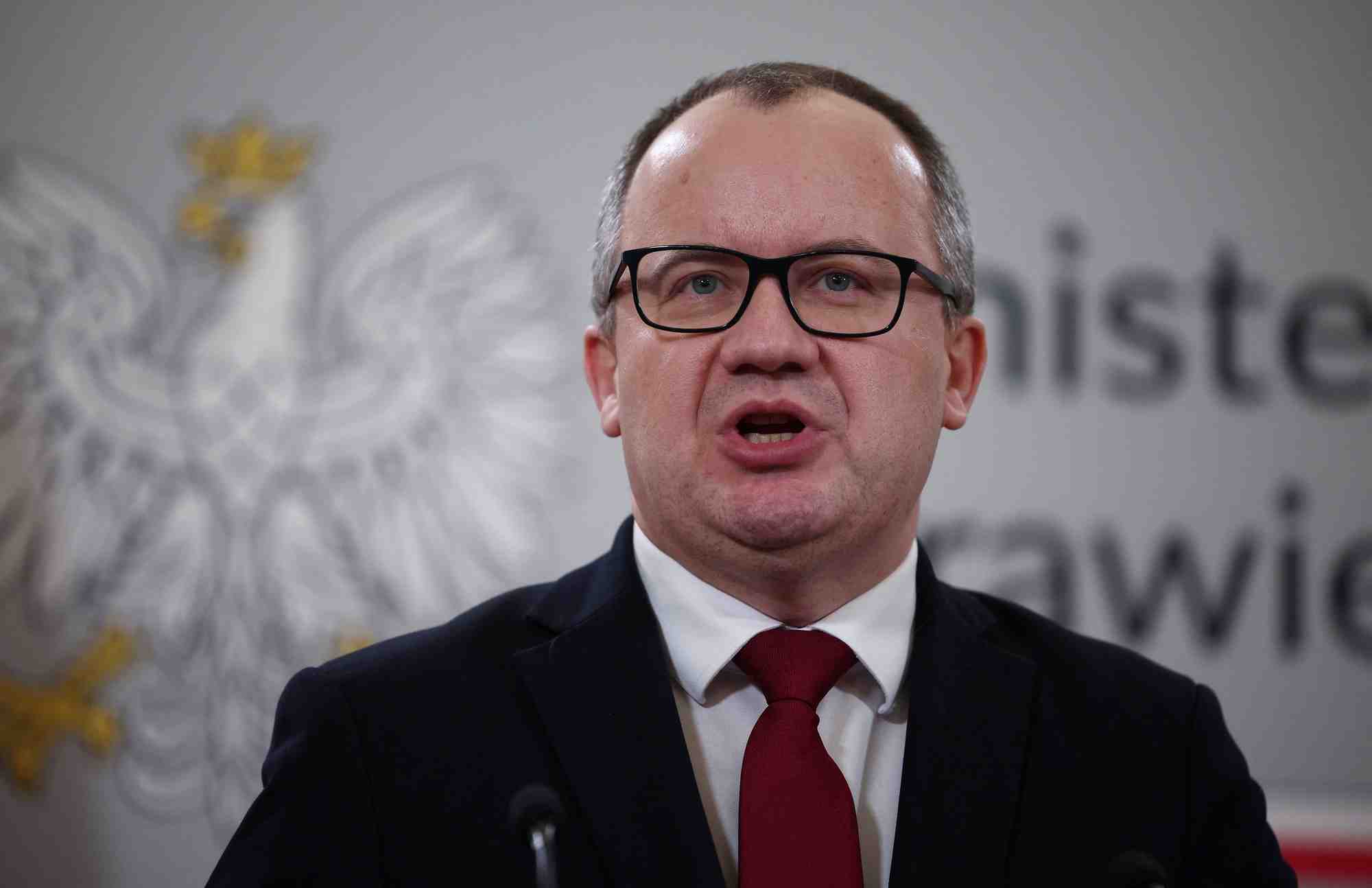 Le ministre polonais de la justice, le procureur general adam bodnar, lors d'une conference de presse a varsovie