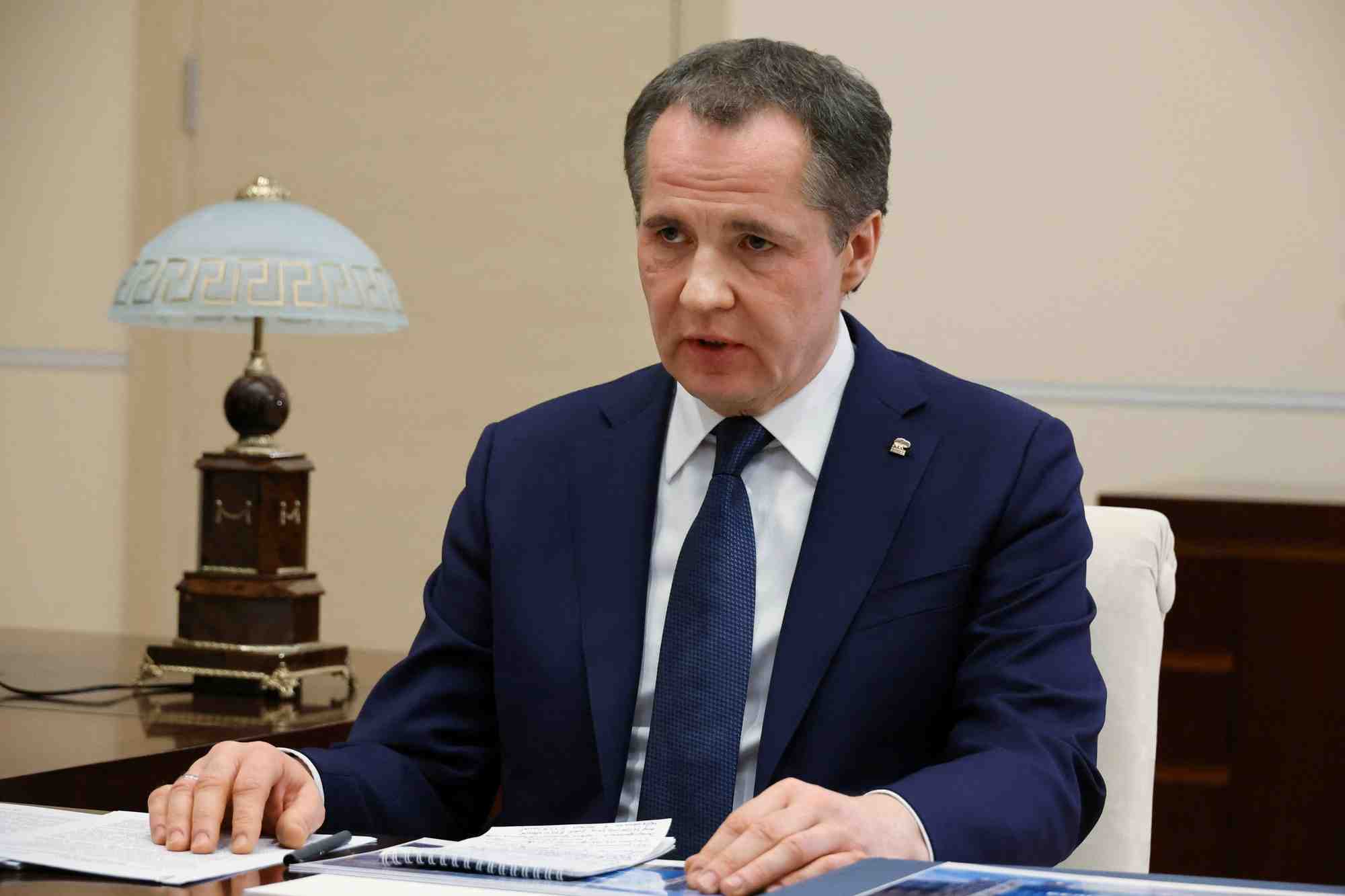Le gouverneur de belgorod, viatcheslav gladkov lors d'une rencontre avec le president russe vladimir poutine a moscou