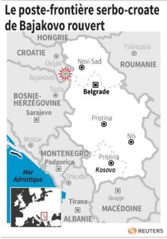 Le poste-frontiere serbo-croate de bajakovo rouvert