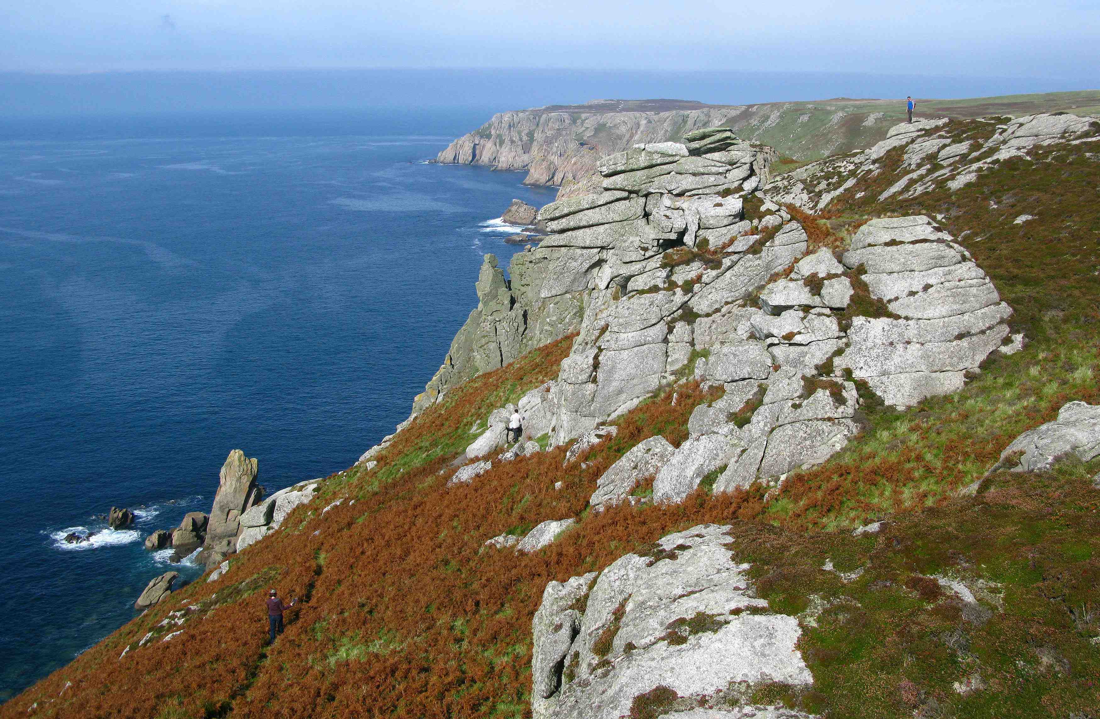 Hikers explore lundy island off the coast of north devon