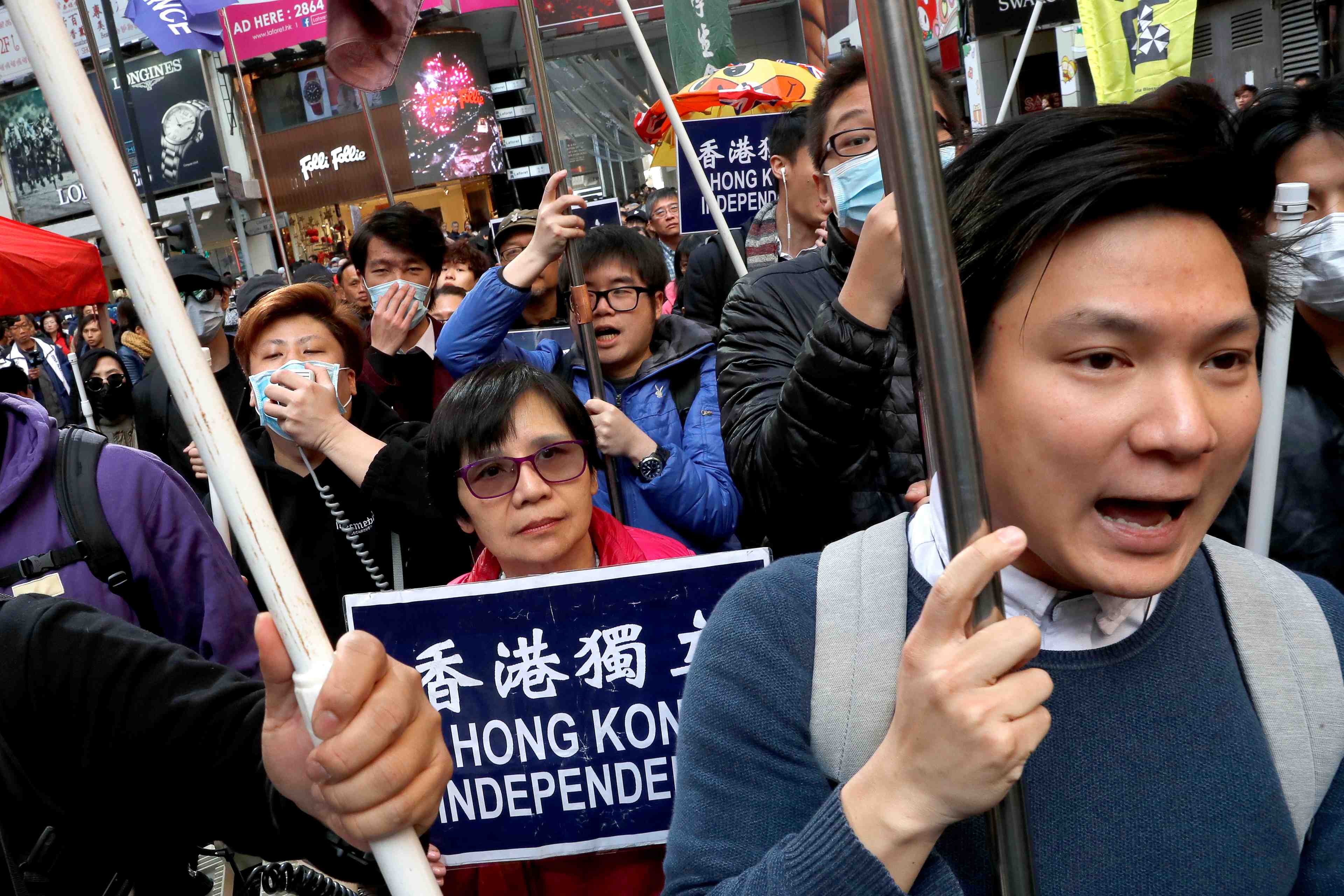 Rassemblement a hong kong en faveur d'une veritable democratie
