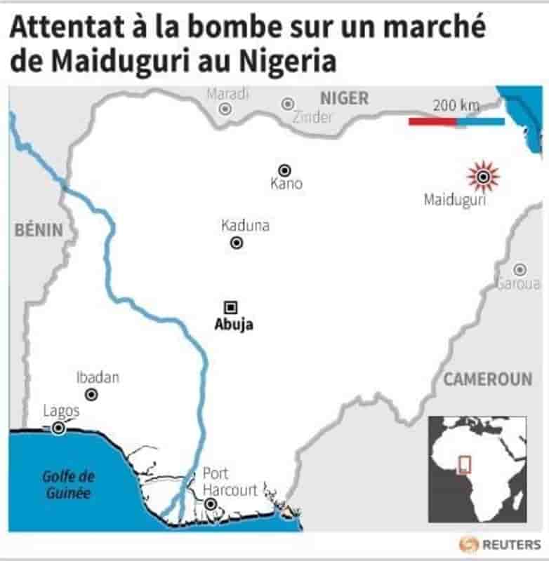 Attentat a la bombe sur un marche de maiduguri au nigeria