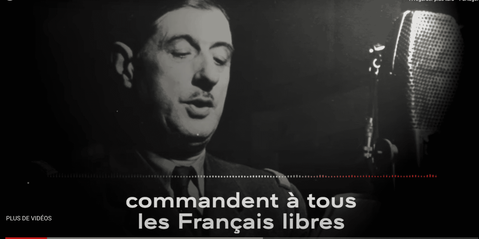 Appel du 18 juin 1940, général de Gaulle, reconstitution discours avec IA,
