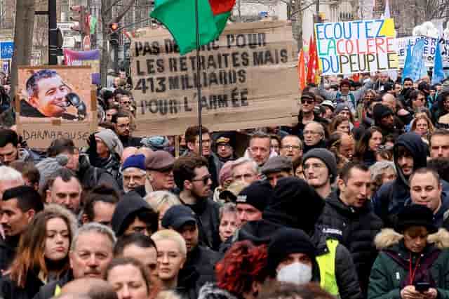 Manifestations, réforme des retraite, 2023 février