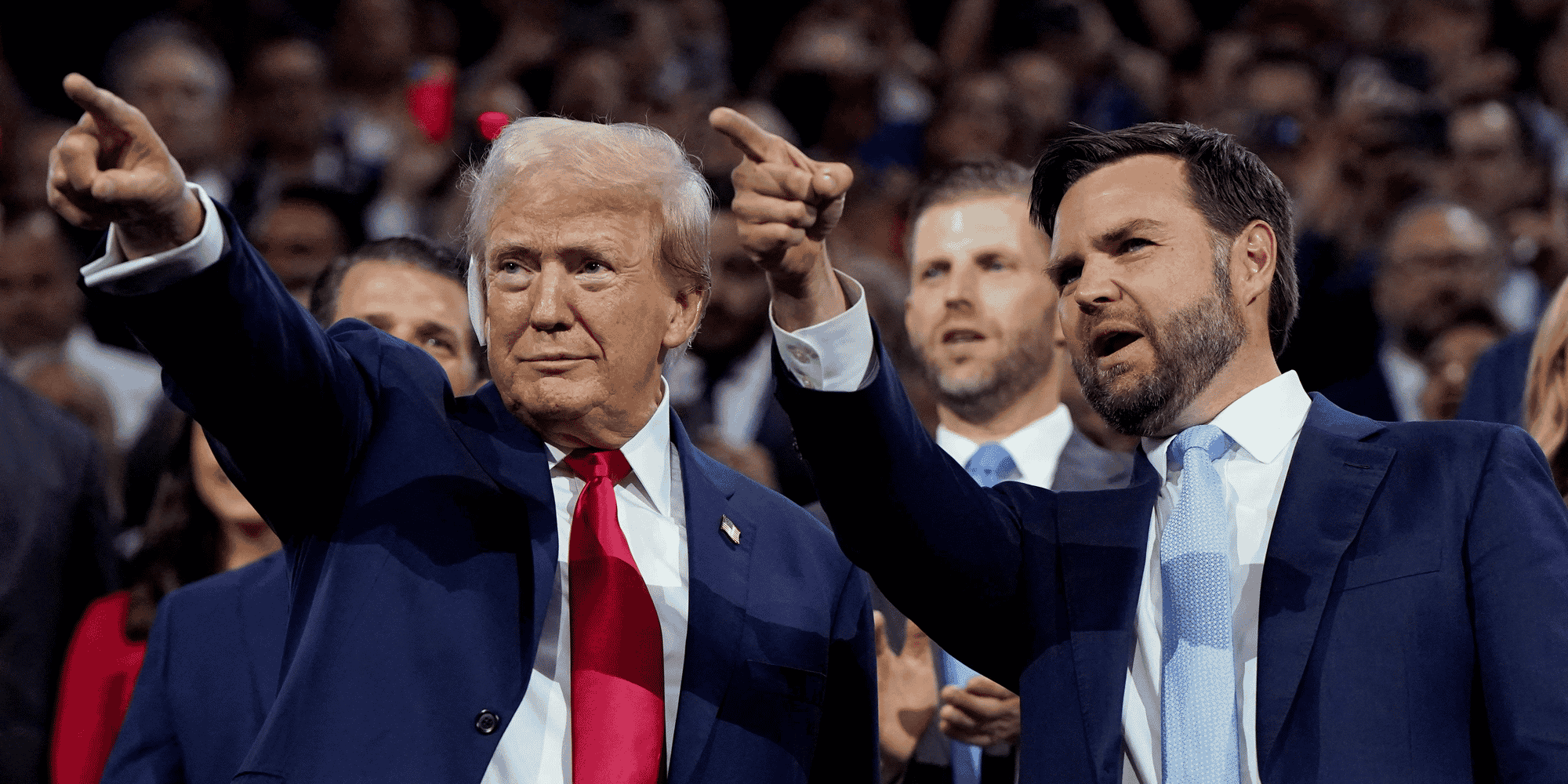 Donald Trump et J.D. Vance à la convention républicaine à Milwaukee.